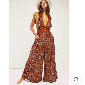 Free People red floral romper/jumpsuit